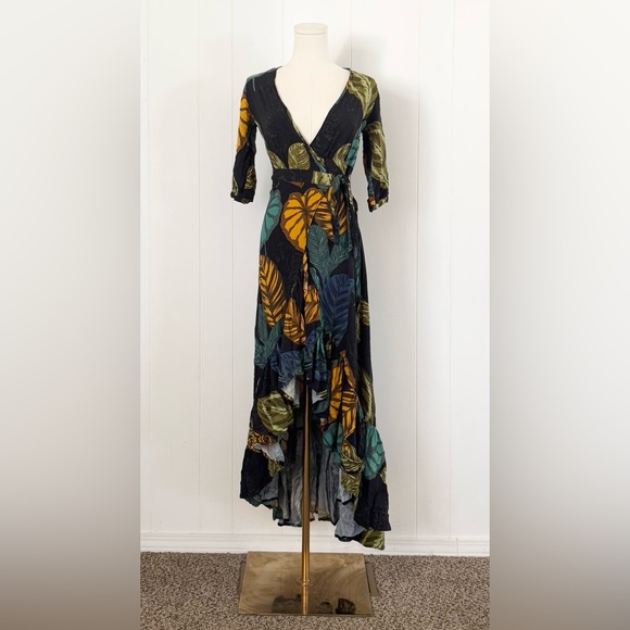 Tysa Designs Dress Spanish Dancer Wrap Tropical Floral Palm Leaf Small Beach USA - Picture 1 of 7